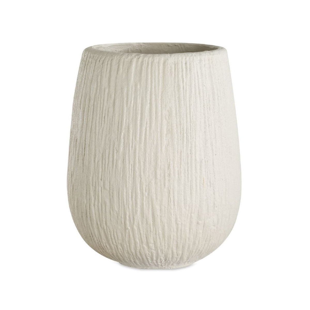 Textured off white planter on a white background