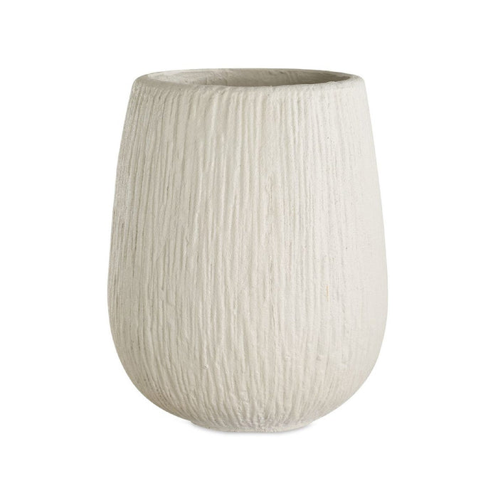 Textured off white planter on a white background