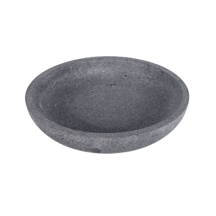Round stone bowl on a white background