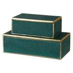 green boxes gold leaf trim removable lids