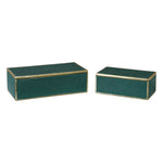 green boxes gold leaf trim removable lids