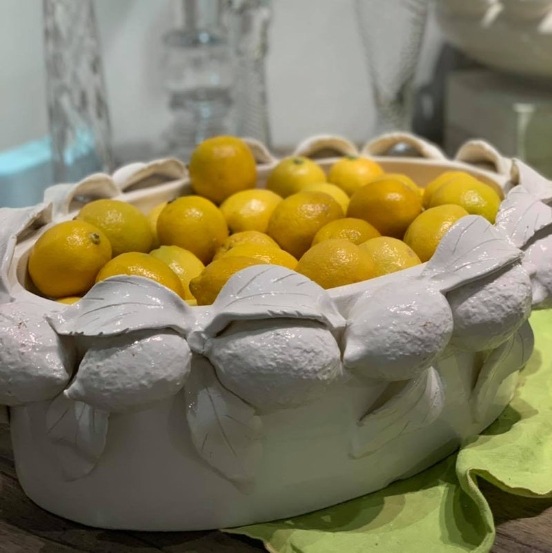 Lemons White Oval Bowl