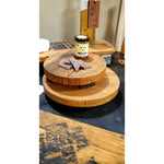reclaimed wood whiskey barrel round riser small