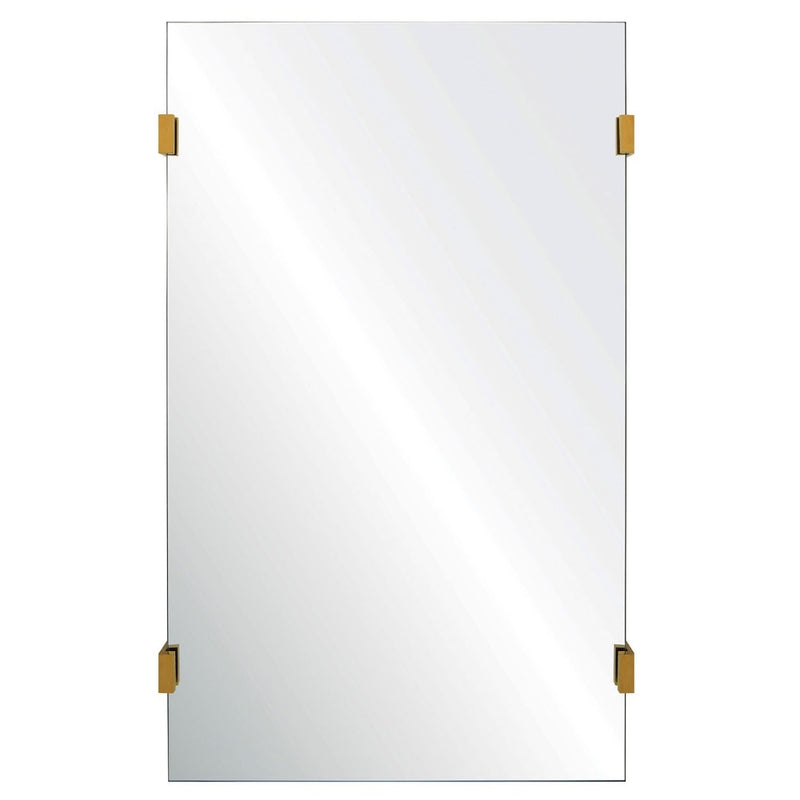 rectangle wall mirror burnished brass details 