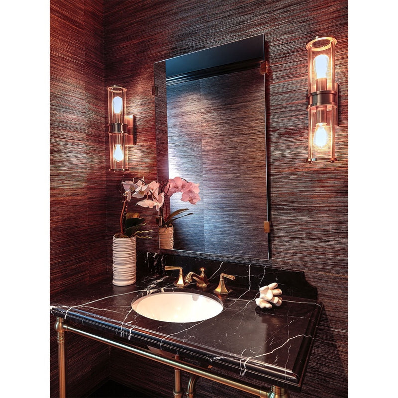 rectangle wall mirror burnished brass details 