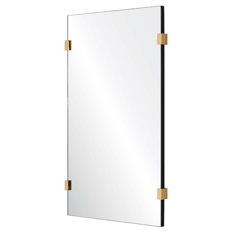 rectangle wall mirror burnished brass details 