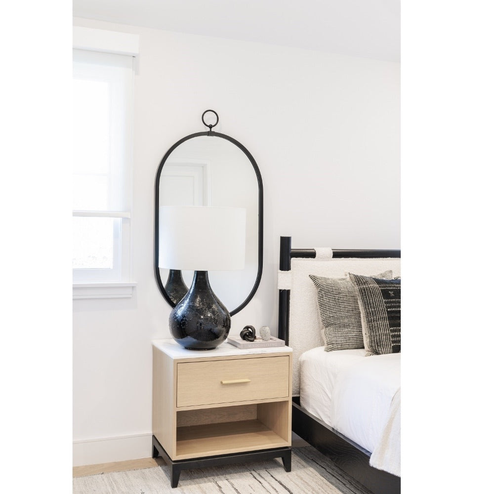matte black wood non beveled wall mirror oval
