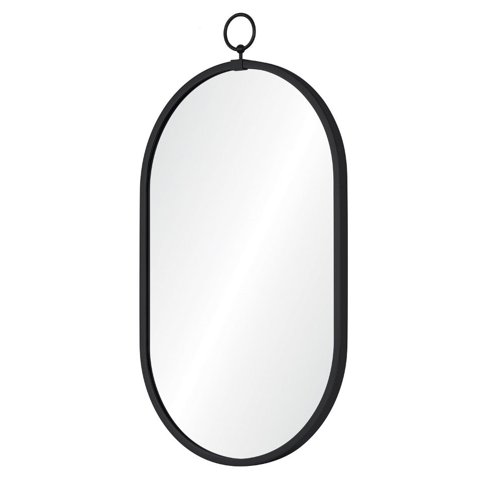 matte black wood non beveled wall mirror oval