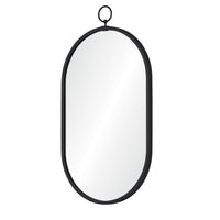 matte black wood non beveled wall mirror oval