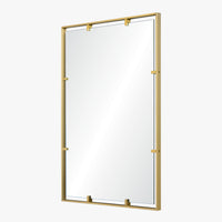 Rectangular mirror with gold frame on a white background