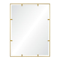 Rectangular mirror with gold frame on a white background