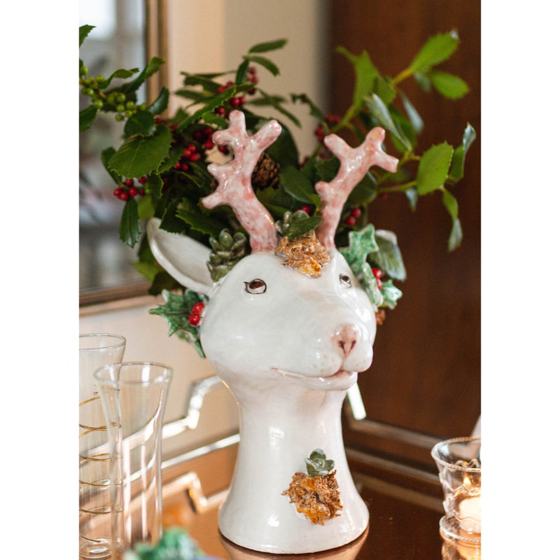 ceramic reindeer head vase