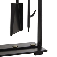 fireplace tools antique brass handle blackened iron frame