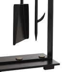 fireplace tools antique brass handle blackened iron frame