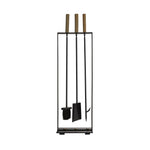 fireplace tools antique brass handle blackened iron frame