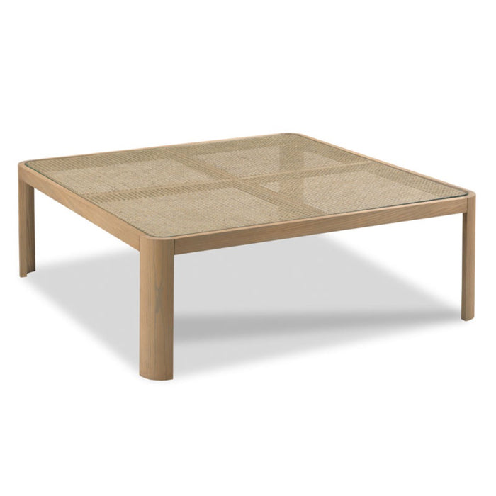 square cocktail table natural wood ash solids cane glass