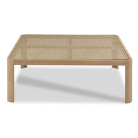square cocktail table natural wood ash solids cane glass