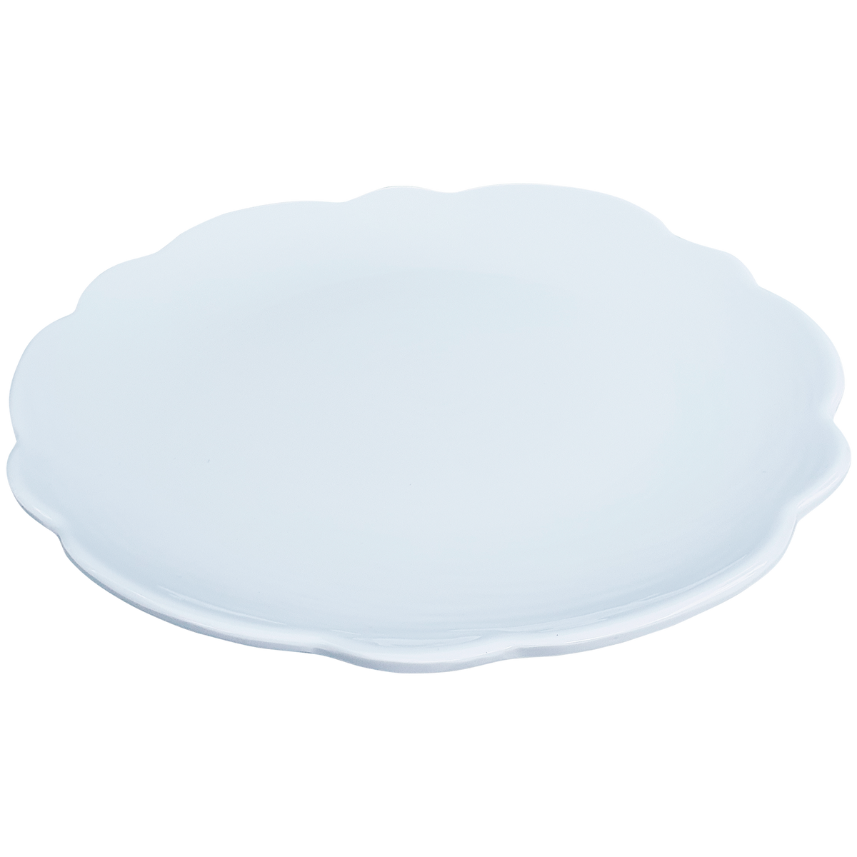 white scalloped melamine salad sandwich plate