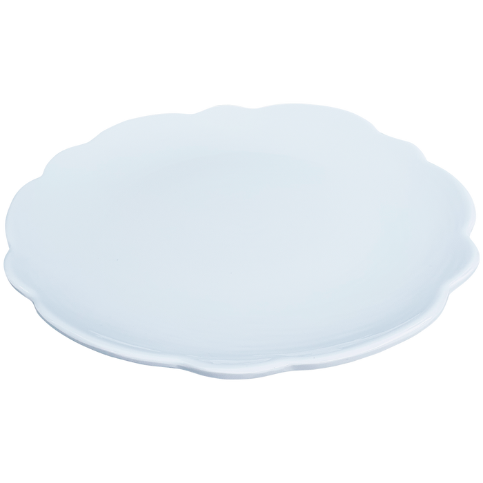 white scalloped melamine salad sandwich plate