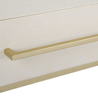 contemporary 2-drawer desk white faux shagreen leather top gold leaf iron frame