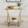 serving cart antique brass iron beveled mirror wheels