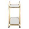 serving cart antique brass iron beveled mirror wheels
