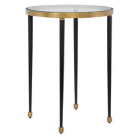 side table gold round glass accents iron legs