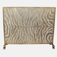 Decorative metal screen with zebra pattern on a white background