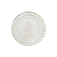 white etched christmas tree dessert plate 