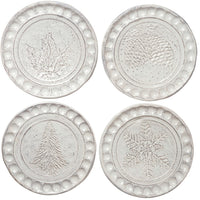 assorted plates christmas motif etched