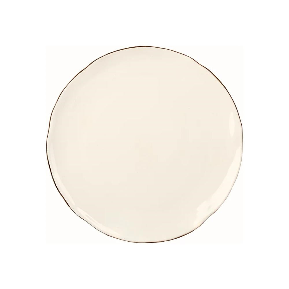 Round beige plate gold rim