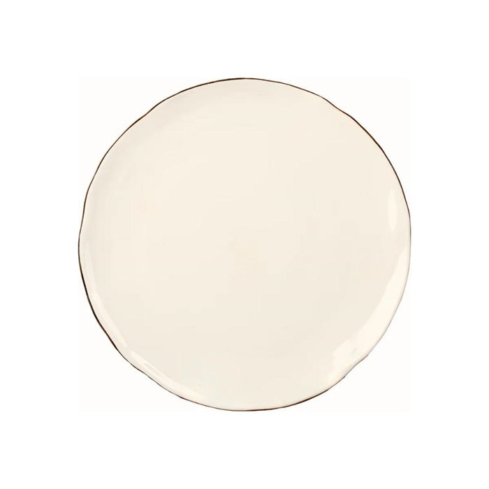 Round beige plate gold rim