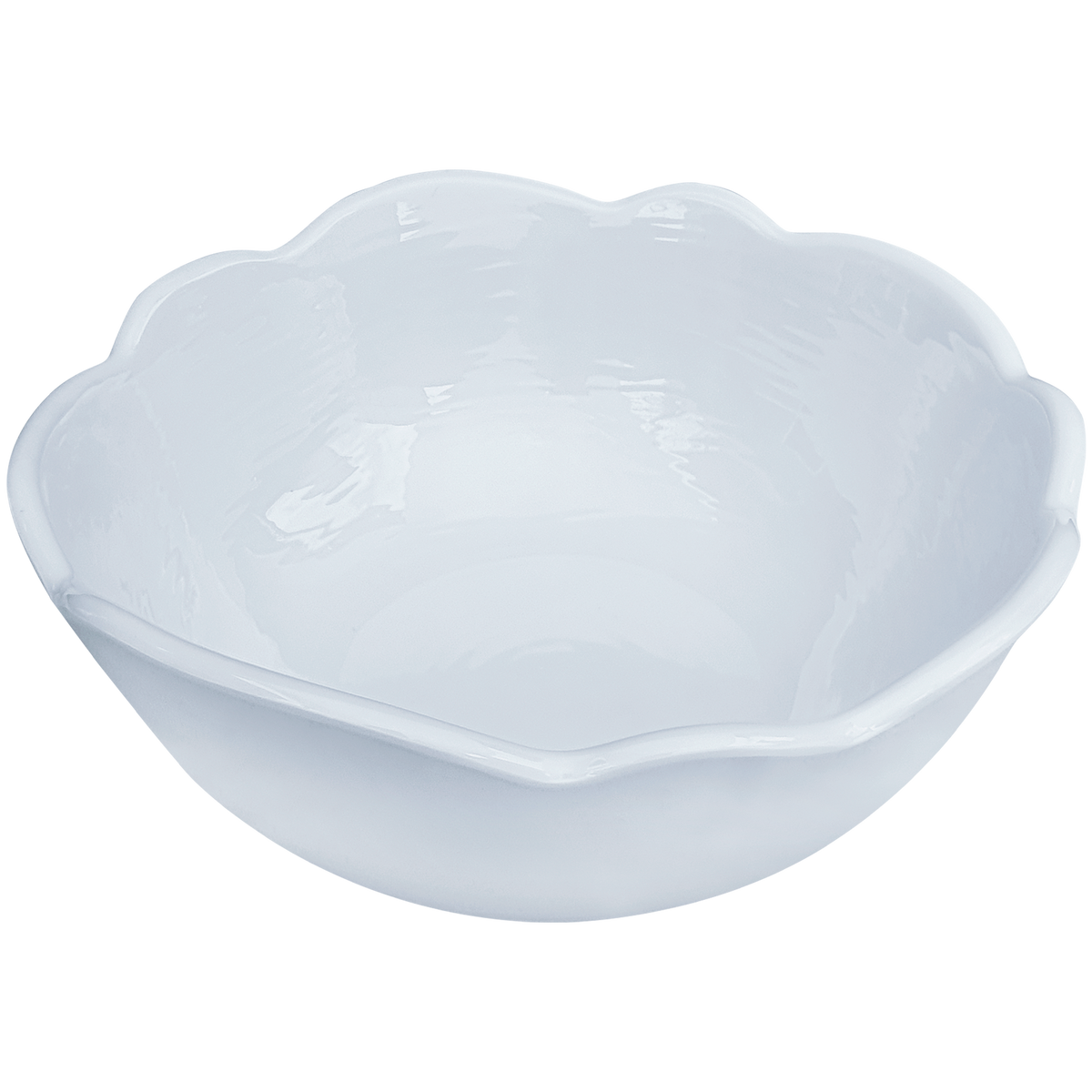 white scalloped melamine soup cereal bowls