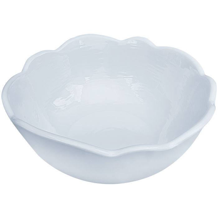 white scalloped melamine soup cereal bowls