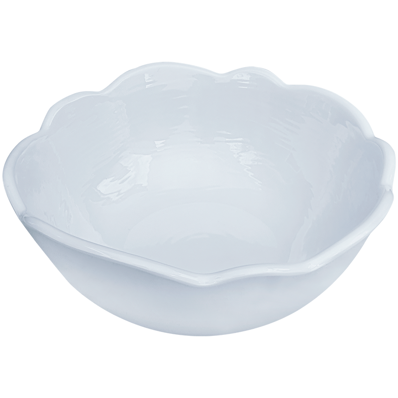 white scalloped melamine soup cereal bowls