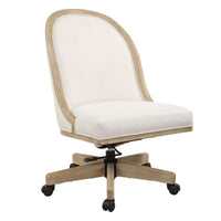 Lithe Desk Chair by Uttermost: Cream upholstery, solid wood frame, 5 casters for easy movement in your workspace.