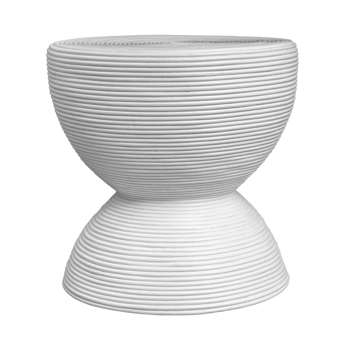round white rattan cinched side table