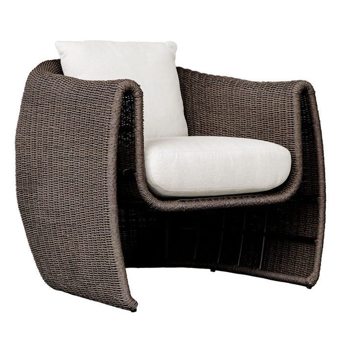 wicker mocha textured deep upholstered seat floating frame outdoor