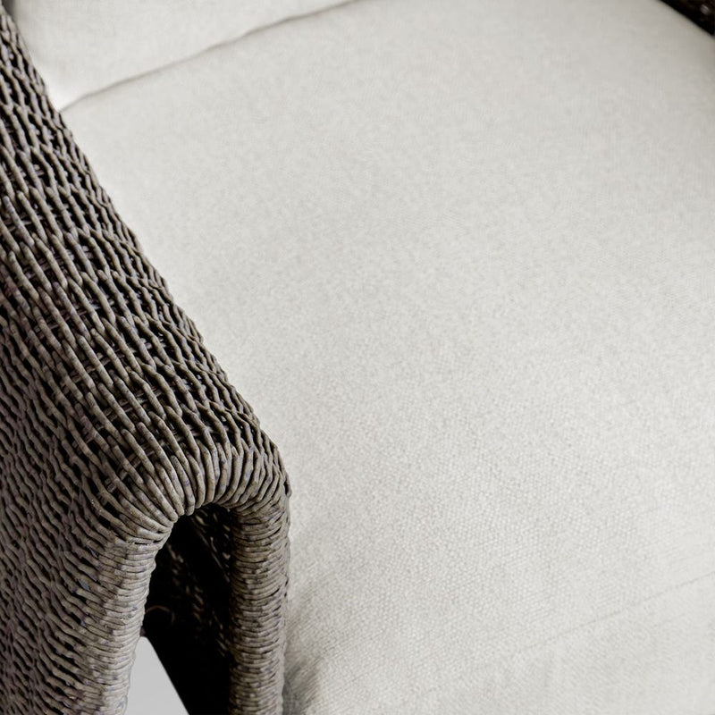 wicker mocha textured deep upholstered seat floating frame outdoor