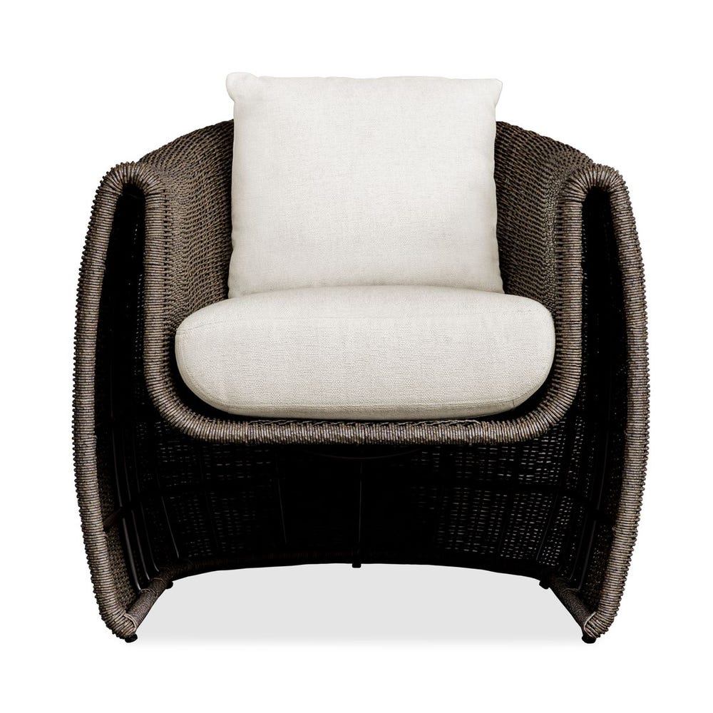 wicker mocha textured deep upholstered seat floating frame outdoor