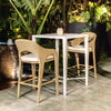 outdoor counter stool wicker natural white upholstered seat