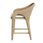 outdoor counter stool wicker natural white upholstered seat