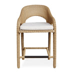 outdoor counter stool wicker natural white upholstered seat