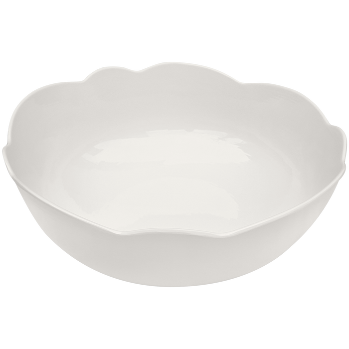 cream scalloped melamine serving bowls