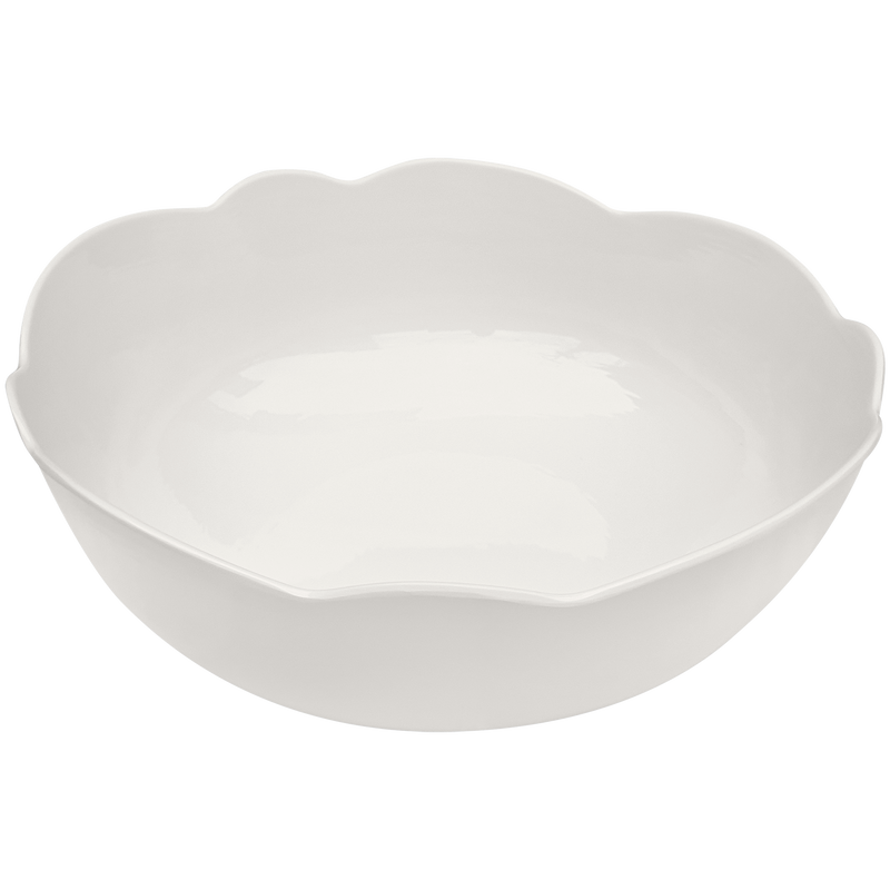 cream scalloped melamine serving bowls