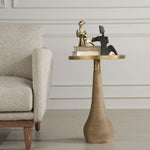 accent table round rattan antique brass mirror top