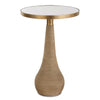 accent table round rattan antique brass mirror top