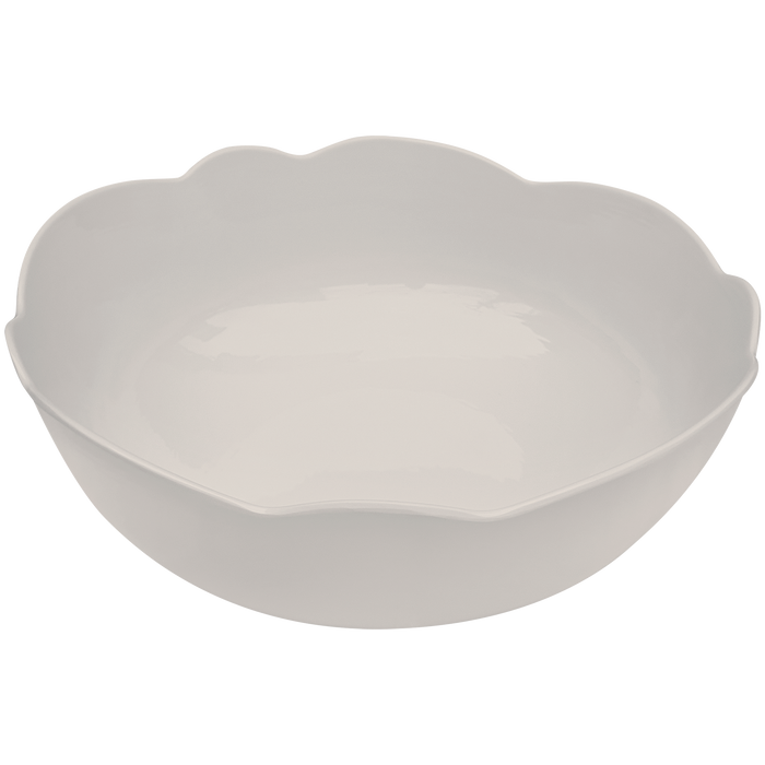 grey scalloped melamine serving bowl