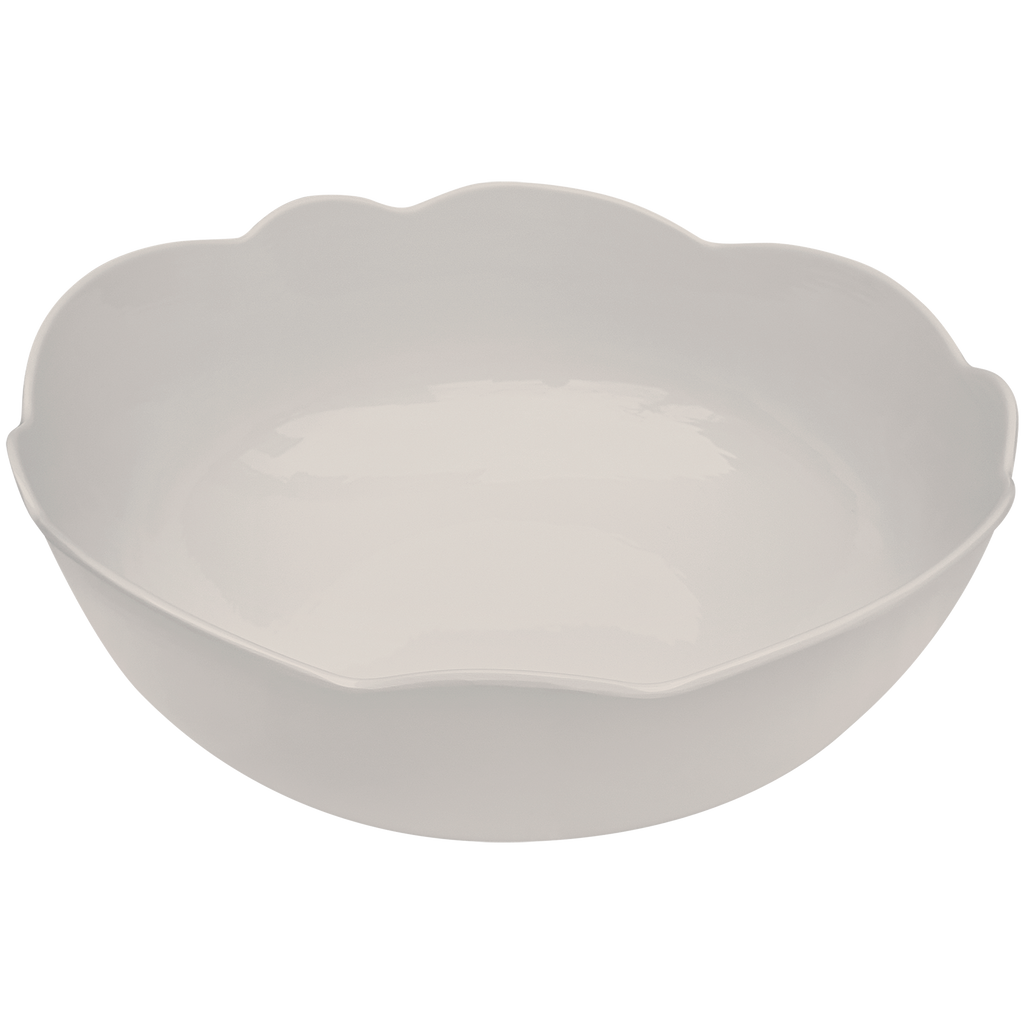 grey scalloped melamine serving bowl