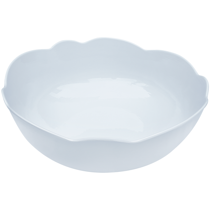 white scalloped melamine serving bowl